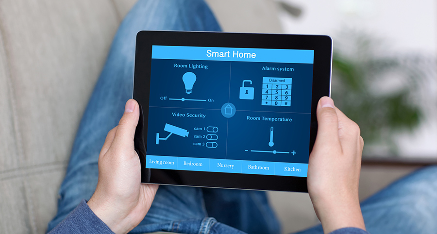 The ability to access and control security components from a mobile device is one of the top smart home trends in Salinas. Close-up of smart home security app.